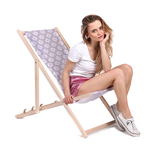 DreamRoots Liegestuhl Klappbar Holz aus Buchenholz, bis 130 kg belastbar, 3-Fach verstellbare Rückenlehne, waschbarer Polyesterbezug DreamRoots Liegestuhl Klappbar Holz aus Buchenholz, bis 130 kg belastbar, 3-Fach verstellbare Rückenlehne, waschbarer Polyesterbezug von DreamRoots