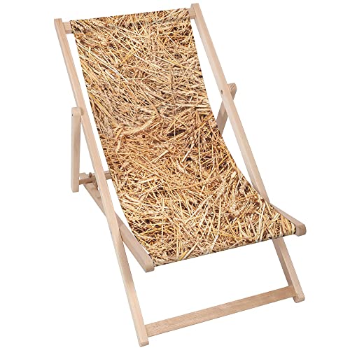 DreamRoots Liegestuhl klappbar Holz, Buchenholz bis zu 130 kg, Sonnenliege klappbar mit 3-stufiger Neigungsregulierung der Rückenlehne, Strandstuhl Holz mit waschbare 100% Polyester, Liegestuhl Holz von DreamRoots