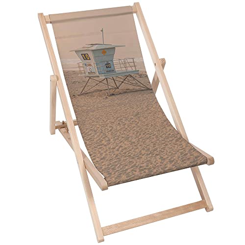 DreamRoots Liegestuhl klappbar Holz, Buchenholz bis zu 130 kg, Sonnenliege klappbar mit 3-stufiger Neigungsregulierung der Rückenlehne, Strandstuhl Holz mit waschbare 100% Polyester, Liegestuhl Holz von DreamRoots