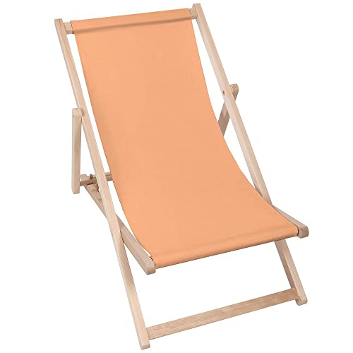 DreamRoots Liegestuhl klappbar Holz, Buchenholz bis zu 130 kg, Sonnenliege klappbar mit 3-stufiger Neigungsregulierung der Rückenlehne, Strandstuhl Holz waschbare 100% Polyester Liegestuhl Holz Basic von DreamRoots