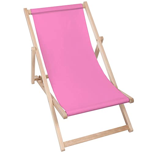 DreamRoots Liegestuhl klappbar Holz, Buchenholz bis zu 130 kg, Sonnenliege klappbar mit 3-stufiger Neigungsregulierung der Rückenlehne, Strandstuhl Holz waschbare 100% Polyester Liegestuhl Holz Basic von DreamRoots