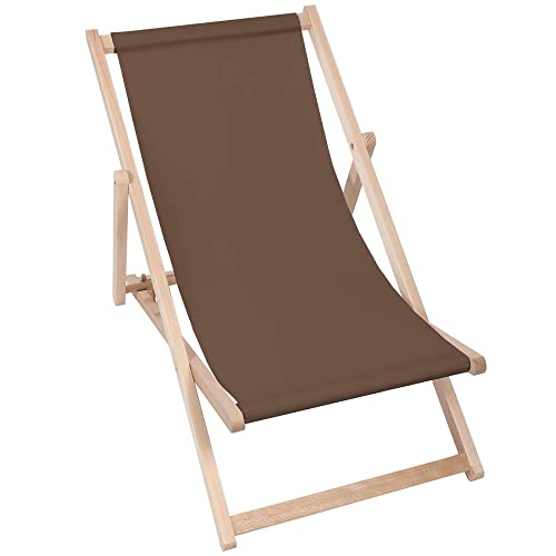 DreamRoots Liegestuhl klappbar Holz, Buchenholz bis zu 130 kg, Sonnenliege klappbar mit 3-stufiger Neigungsregulierung der Rückenlehne, Strandstuhl Holz waschbare 100% Polyester Liegestuhl Holz Basic von DreamRoots