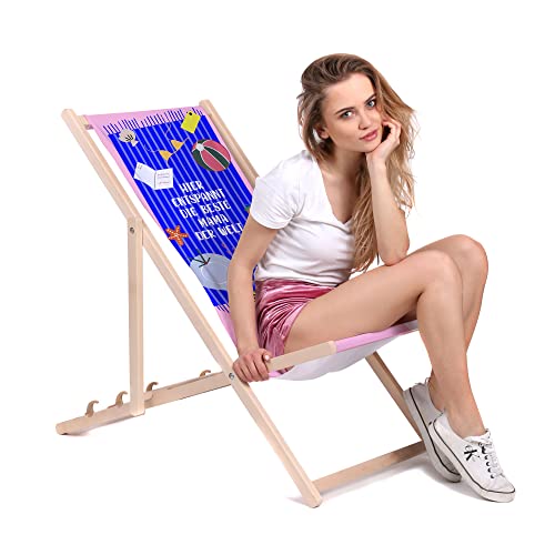 DreamRoots Muttertagsgeschenk für Mama Liegestuhl Holz klappbar aus Buchenholz, bis 130 kg belastbar, verstellbare Rückenlehne faltbar und robust für Garten oder Terrasse von DreamRoots