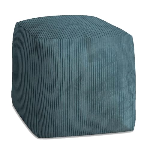 DreamRoots Pouf Hocker Cube 60x60x60cm - Couch Hocker - Pouf Cord - Hocker Wohnzimmer - Fußhocker Für Sessel - Hocker Sofa - Sitz Poof - Fußablage Hocker - Sessel Hocker - Pouf Sitzsack von DreamRoots