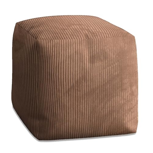 DreamRoots Pouf Hocker Cube 60x60x60cm - Couch Hocker - Pouf Cord - Hocker Wohnzimmer - Fußhocker Für Sessel - Hocker Sofa - Sitz Poof - Fußablage Hocker - Sessel Hocker - Pouf Sitzsack von DreamRoots