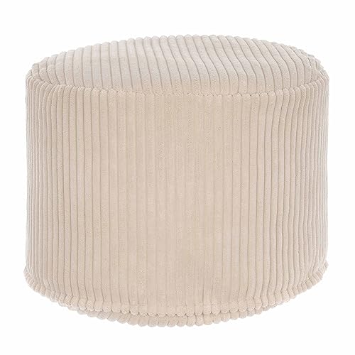 DreamRoots Pouf Hocker Rund - Cord 50x50x35 cm - Für Couch und Wohnzimmer - Sitzpouf - Fußhocker Für Sessel - Sitzhocker - Hocker Sofa von DreamRoots