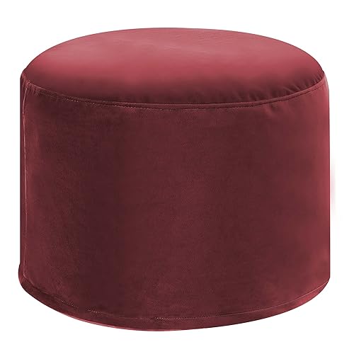 DreamRoots Pouf Hocker - Hocker Rund Samt 50x50x35 cm - Couch Hocker Wohnzimmer - Sitzpouf Rund - Fußhocker Für Sessel - Sitzhocker Rund - Hocker Couch - Hocker Sofa von DreamRoots