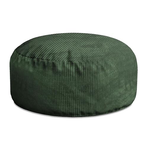 DreamRoots Pouf Hocker Roller 70x70x40cm - Pouf Cord - Sitzkissen Rund - Hocker Wohnzimmer - Fußhocker Für Sessel - Hocker Sofa - Sitz Poof - Fußablage Hocker - Sessel Hocker - Hocker Rund von DreamRoots