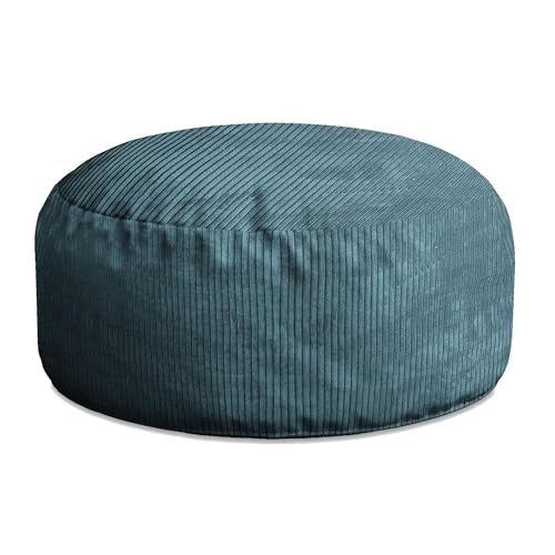 DreamRoots Pouf Hocker Roller 70x70x40cm - Pouf Cord - Sitzkissen Rund - Hocker Wohnzimmer - Fußhocker Für Sessel - Hocker Sofa - Sitz Poof - Fußablage Hocker - Sessel Hocker - Hocker Rund von DreamRoots