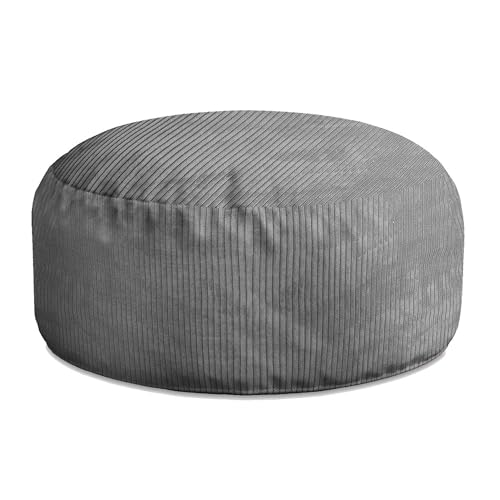 DreamRoots Pouf Hocker Roller 70x70x40cm - Pouf Cord - Sitzkissen Rund - Hocker Wohnzimmer - Fußhocker Für Sessel - Hocker Sofa - Sitz Poof - Fußablage Hocker - Sessel Hocker - Hocker Rund von DreamRoots