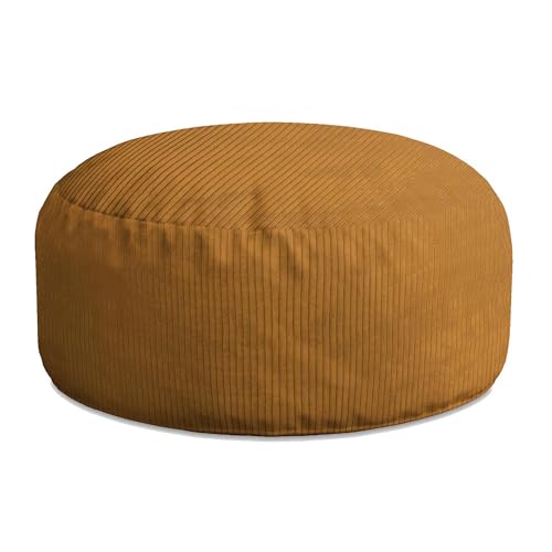 DreamRoots Pouf Hocker Roller 70x70x40cm - Pouf Cord - Sitzkissen Rund - Hocker Wohnzimmer - Fußhocker Für Sessel - Hocker Sofa - Sitz Poof - Fußablage Hocker - Sessel Hocker - Hocker Rund von DreamRoots