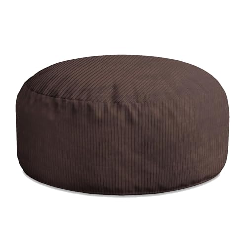 DreamRoots Pouf Hocker Roller 70x70x40cm - Cord Sitzkissen Rund - Wohnzimmer Fußhocker Für Sessel - Sofa Sitz Poof - Fußablage - Sessel Hocker von DreamRoots