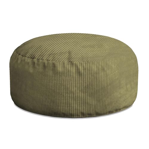DreamRoots Pouf Hocker Roller 70x70x40cm - Pouf Cord - Sitzkissen Rund - Hocker Wohnzimmer - Fußhocker Für Sessel - Hocker Sofa - Sitz Poof - Fußablage Hocker - Sessel Hocker - Hocker Rund von DreamRoots