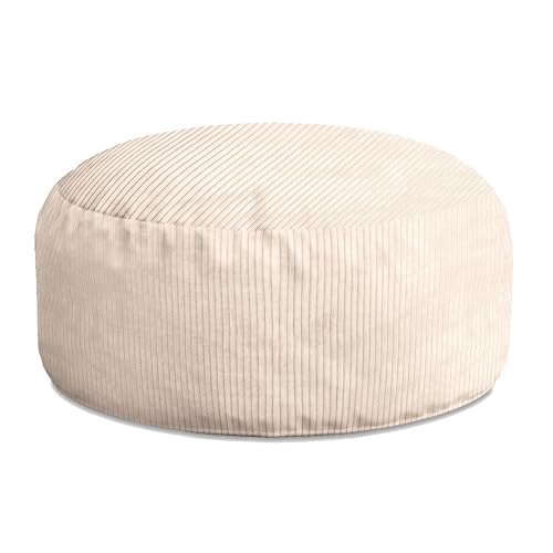 DreamRoots Pouf Hocker Roller 70x70x40cm - Pouf Cord - Sitzkissen Rund - Hocker Wohnzimmer - Fußhocker Für Sessel - Hocker Sofa - Sitz Poof - Fußablage Hocker - Sessel Hocker - Hocker Rund von DreamRoots