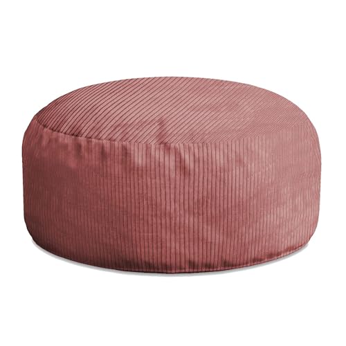 DreamRoots Pouf Hocker Roller 70x70x40cm - Pouf Cord - Sitzkissen Rund - Hocker Wohnzimmer - Fußhocker Für Sessel - Hocker Sofa - Sitz Poof - Fußablage Hocker - Sessel Hocker - Hocker Rund von DreamRoots