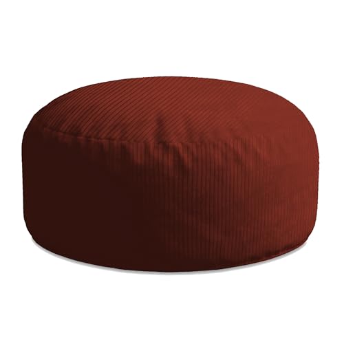 DreamRoots Pouf Hocker Roller 70x70x40cm - Pouf Cord - Sitzkissen Rund - Hocker Wohnzimmer - Fußhocker Für Sessel - Hocker Sofa - Sitz Poof - Fußablage Hocker - Sessel Hocker - Hocker Rund von DreamRoots