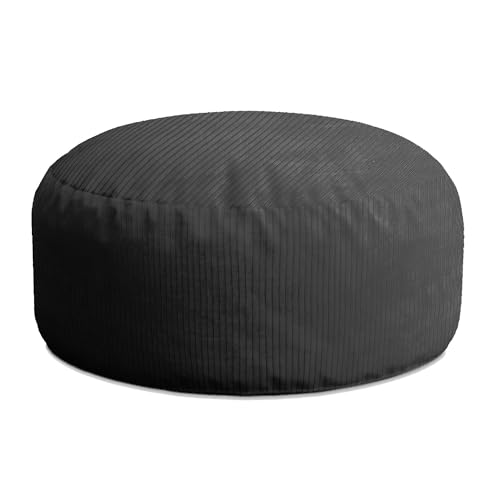 DreamRoots Pouf Hocker Roller 70x70x40cm - Pouf Cord - Sitzkissen Rund - Hocker Wohnzimmer - Fußhocker Für Sessel - Hocker Sofa - Sitz Poof - Fußablage Hocker - Sessel Hocker - Hocker Rund von DreamRoots