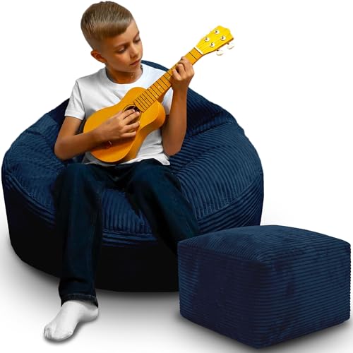 DreamRoots Sitzsack Erwachsene Cord oder Kinder - Bean Bag Sofa - Sitzsack Cord mit Hocker und Bezug - Sitzsäcke mit Füllung 70x70x70 cm Blueberry Pie DreamRoots Sitzsack Erwachsene Cord oder Kinder - Bean Bag Sofa - Sitzsack Cord mit Hocker und Bezug - Sitzsäcke mit Füllung 70x70x70 cm Blueberry Pie von DreamRoots