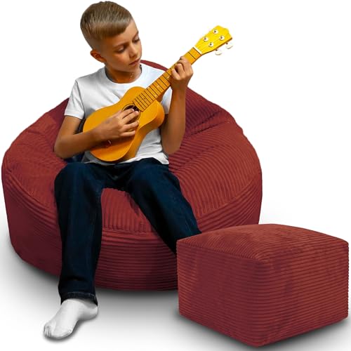 DreamRoots Sitzsack Erwachsene Cord oder Kinder - Bean Bag Sofa - Sitzsack Cord mit Hocker und Bezug - Sitzsäcke mit Füllung 70x70x70 cm Fired Brick DreamRoots Sitzsack Erwachsene Cord oder Kinder - Bean Bag Sofa - Sitzsack Cord mit Hocker und Bezug - Sitzsäcke mit Füllung 70x70x70 cm Fired Brick von DreamRoots