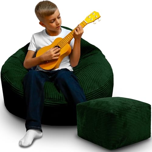 DreamRoots Sitzsack Erwachsene Cord oder Kinder - Bean Bag Sofa - Sitzsack Cord mit Hocker und Bezug - Sitzsäcke mit Füllung 70x70x70 cm Forest Symphony DreamRoots Sitzsack Erwachsene Cord oder Kinder - Bean Bag Sofa - Sitzsack Cord mit Hocker und Bezug - Sitzsäcke mit Füllung 70x70x70 cm Forest Symphony von DreamRoots