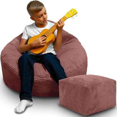 DreamRoots Sitzsack Erwachsene Cord oder Kinder - Bean Bag Sofa - Sitzsack Cord mit Hocker und Bezug - Sitzsäcke mit Füllung 70x70x70 cm Ginger Spice DreamRoots Sitzsack Erwachsene Cord oder Kinder - Bean Bag Sofa - Sitzsack Cord mit Hocker und Bezug - Sitzsäcke mit Füllung 70x70x70 cm Ginger Spice von DreamRoots