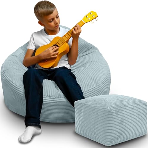 DreamRoots Sitzsack Erwachsene Cord oder Kinder - Bean Bag Sofa - Sitzsack Cord mit Hocker und Bezug - Sitzsäcke mit Füllung 70x70x70 cm Green Lily DreamRoots Sitzsack Erwachsene Cord oder Kinder - Bean Bag Sofa - Sitzsack Cord mit Hocker und Bezug - Sitzsäcke mit Füllung 70x70x70 cm Green Lily von DreamRoots
