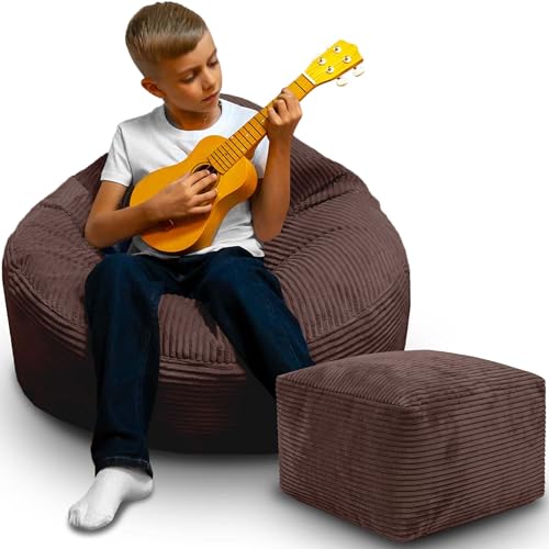 DreamRoots Sitzsack Erwachsene Cord oder Kinder - Bean Bag Sofa - Sitzsack Cord mit Hocker und Bezug - Sitzsäcke mit Füllung 70x70x70 cm Roasted Cocoa DreamRoots Sitzsack Erwachsene Cord oder Kinder - Bean Bag Sofa - Sitzsack Cord mit Hocker und Bezug - Sitzsäcke mit Füllung 70x70x70 cm Roasted Cocoa von DreamRoots