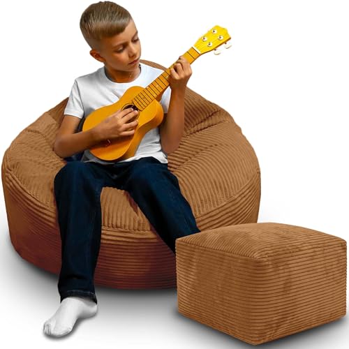 DreamRoots Sitzsack Erwachsene Cord oder Kinder - Bean Bag Sofa - Sitzsack Cord mit Hocker und Bezug - Sitzsäcke mit Füllung 70x70x70 cm Sugar Cookie DreamRoots Sitzsack Erwachsene Cord oder Kinder - Bean Bag Sofa - Sitzsack Cord mit Hocker und Bezug - Sitzsäcke mit Füllung 70x70x70 cm Sugar Cookie von DreamRoots