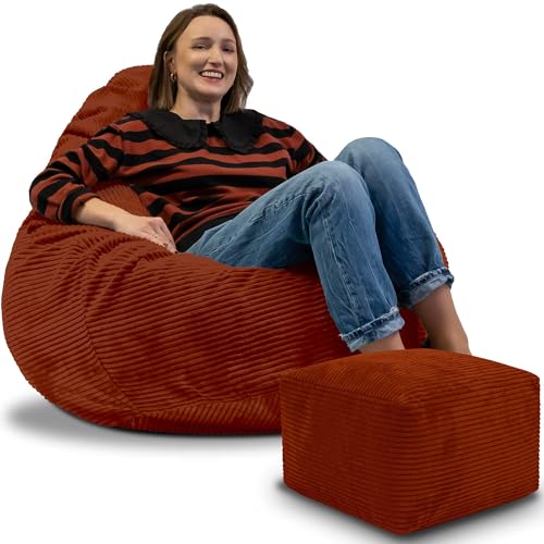 DreamRoots Sitzsack Erwachsene Cord oder Kinder - Bean Bag Sofa - Sitzsack Cord mit Hocker und Bezug - Sitzsäcke mit Füllung 90x90x100 cm Indian Tan DreamRoots Sitzsack Erwachsene Cord oder Kinder - Bean Bag Sofa - Sitzsack Cord mit Hocker und Bezug - Sitzsäcke mit Füllung 90x90x100 cm Indian Tan von DreamRoots