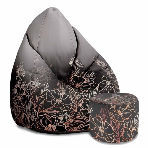 DreamRoots Sitzsack Erwachsene mit Füllung 80x80x120cm - Bean Bag Chair - Sitzsäcke mit Lehne und Hocker und Bezug - Sitzsack Sessel - Chill Sessel Oxford Dark Flowers Mystery DreamRoots Sitzsack Erwachsene mit Füllung 80x80x120cm - Bean Bag Chair - Sitzsäcke mit Lehne und Hocker und Bezug - Sitzsack Sessel - Chill Sessel Oxford Dark Flowers Mystery von DreamRoots