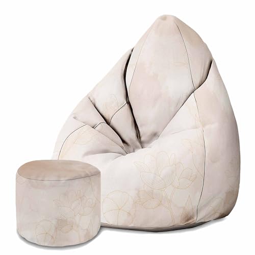 DreamRoots Sitzsack Erwachsene mit Füllung 80x80x120cm - Bean Bag Chair - Sitzsäcke mit Lehne und Hocker und Bezug - Sitzsack Sessel - Chill Sessel Velvet Boho Beige Flowers DreamRoots Sitzsack Erwachsene mit Füllung 80x80x120cm - Bean Bag Chair - Sitzsäcke mit Lehne und Hocker und Bezug - Sitzsack Sessel - Chill Sessel Velvet Boho Beige Flowers von DreamRoots