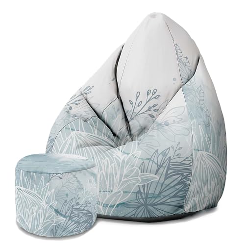 DreamRoots Sitzsack Erwachsene mit Füllung 80x80x120cm - Bean Bag Chair - Sitzsäcke mit Lehne und Hocker und Bezug - Sitzsack Sessel - Chill Sessel Velvet Protea Luxury von DreamRoots
