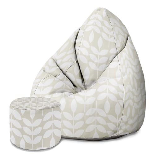 DreamRoots Sitzsack Erwachsene mit Füllung 80x80x120cm - Bean Bag Chair - Sitzsäcke mit Lehne und Hocker und Bezug - Sitzsack Sessel - Chill Sessel Velvet Scandinavian Simplicity von DreamRoots