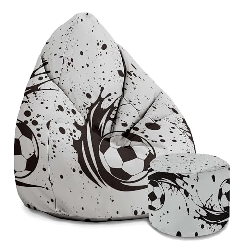 DreamRoots Sitzsack Erwachsene mit Füllung 80x80x120cm - Samt Stoff 300 gr/m2 Sitzsack mit Lehne und Hocker und Bezug - Sitzkissen Boden - Chill Sack von DreamRoots
