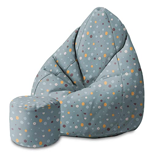 DreamRoots Sitzsack Kinder 70x70x105cm - Sitzsack mit Lehne und Hocker und Bezug - Sitzkissen Boden - Chill Sack Bubibag mit Füllung S-Geo1 von DreamRoots