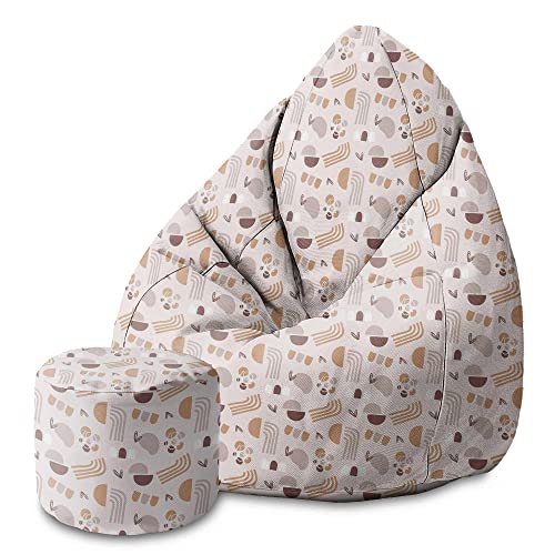 DreamRoots Sitzsack Kinder 70x70x105cm - Sitzsack mit Lehne und Hocker und Bezug - Sitzkissen Boden - Chill Sack Bubibag mit Füllung S-Geo1 von DreamRoots