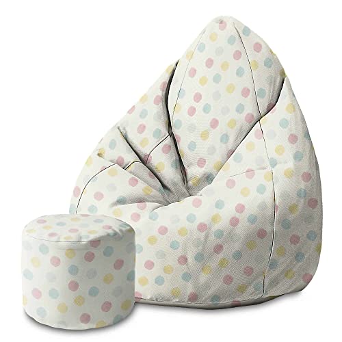 DreamRoots Sitzsack Kinder 70x70x105cm - Sitzsack mit Lehne und Hocker und Bezug - Sitzkissen Boden - Chill Sack Bubibag mit Füllung S-Geo1 von DreamRoots