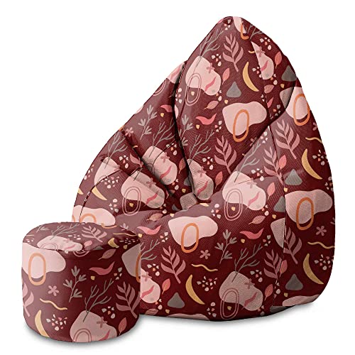 DreamRoots Sitzsack Kinder 70x70x105cm - Sitzsack mit Lehne und Hocker und Bezug - Sitzkissen Boden - Chill Sack - Bubibag Sitzsack - Sitzsack mit Füllung - Kinder Sitzsack S-Geo1 von DreamRoots