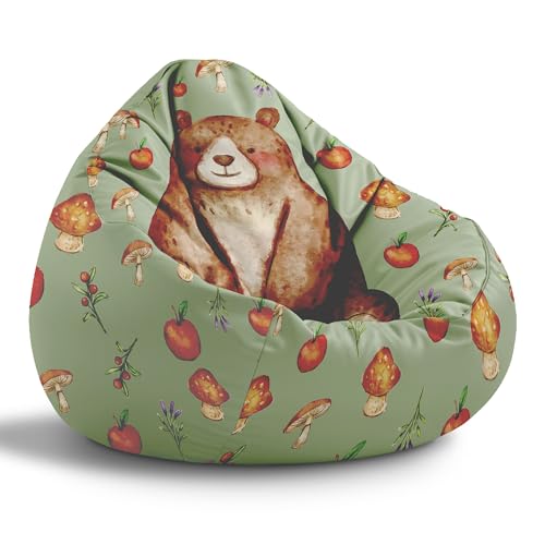 DreamRoots Sitzsack Kinder mit füllung - Sitzkissen Kinder Boden - Kinderzimmer Möbel - Sitzsäcke fürs kinderzimmer - Bean Bag M Happy Teddy von DreamRoots