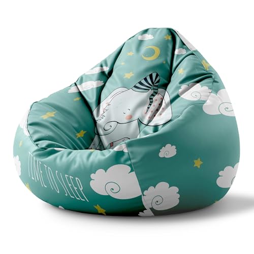 DreamRoots Sitzsack Kinder mit füllung - Sitzkissen Kinder Boden - Kinderzimmer Möbel - Sitzsäcke fürs kinderzimmer - Bean Bag S Sleepy Elephant von DreamRoots