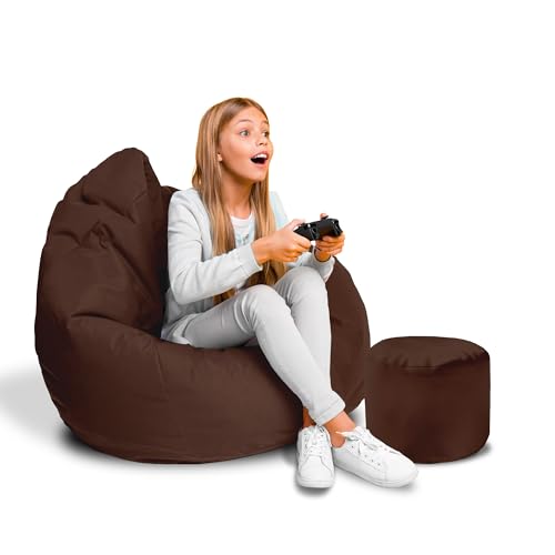 DreamRoots Sitzsack für Kinder und Erwachsene - Sitzsack mit Füllung, Lehne, Hocker und Bezug - Oxford Stoff 220 gr/m2 Wasserdicht - Sitzkissen Boden - Chill Sack S, Braun DreamRoots Sitzsack für Kinder und Erwachsene - Sitzsack mit Füllung, Lehne, Hocker und Bezug - Oxford Stoff 220 gr/m2 Wasserdicht - Sitzkissen Boden - Chill Sack S, Braun von DreamRoots
