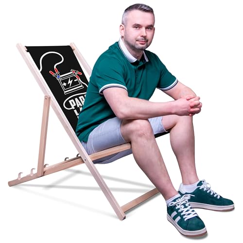 DreamRoots Vatertagsgeschenk für Papa Liegestuhl Holz klappbar aus Buchenholz, bis 130 kg, mit Verstellbarer Rückenlehne faltbar und robust - Bester Papa Geschenke von DreamRoots