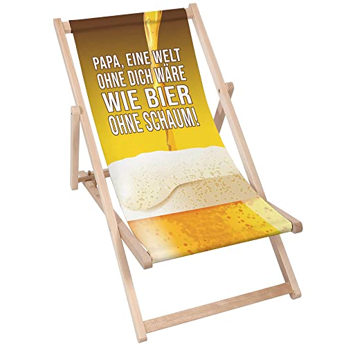 DreamRoots Vatertagsgeschenk - Liegestuhl klappbar Holz für Papa Geschenk - Liegestuhl Holz Geschenke Für Papa - Sonnenliege Klappbar Bester Papa Geschenke - Strandstuhl Holz Bester Papa von DreamRoots