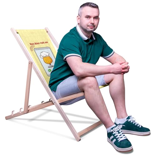 DreamRoots Vatertagsgeschenk für Papa Liegestuhl Holz klappbar aus Buchenholz, bis 130 kg, mit Verstellbarer Rückenlehne faltbar und robust - Bester Papa Geschenke von DreamRoots