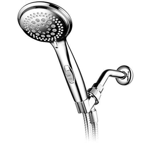 DreamSpa Hochleistungs-Handbrause mit 9 Einstellungen, mit patentiertem An-/Aus-Schalter und dehnbarem Edelstahlschlauch (Premium-Chrom), Verwendung als Kopfbrause oder Handbrause von DreamSpa