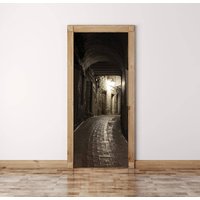 straßen Bäume Tür Wandbild Schälen Und Aufkleben Vinyl Aufkleber von DreamVinyl