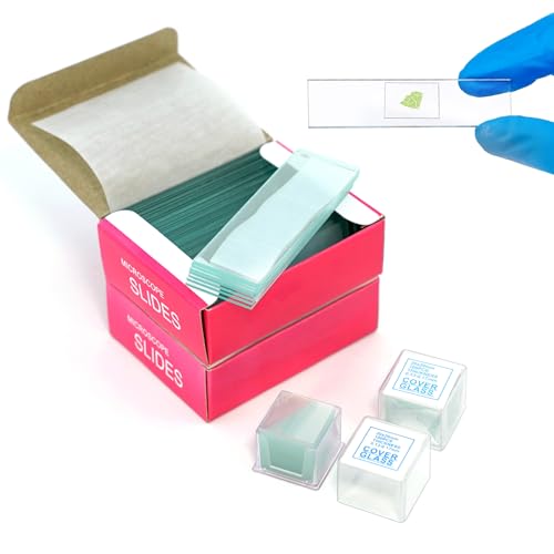 100 Stück Vorgereinigte Mikroskop Objektträger 76,2x25,4mm & 200 Deckgläser 20x20mm, Mikroskop Zubehör für Labor, Biologie & Wissenschaft, Klarglas mit Glänzend Kanten für Präzise Analyse von Dreamark