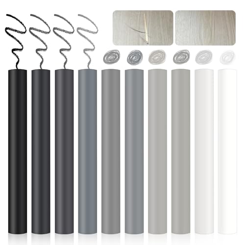 10 Stück Laminat Reparaturset mit Hartwachs & Reparaturstift für Laminat, Parkett, Vinylboden, Holz Reparaturset zur Kratzer & Lochbeseitigung, Möbelreparatur Wachsmalstifte Set für Möbel & Boden von Dreamark