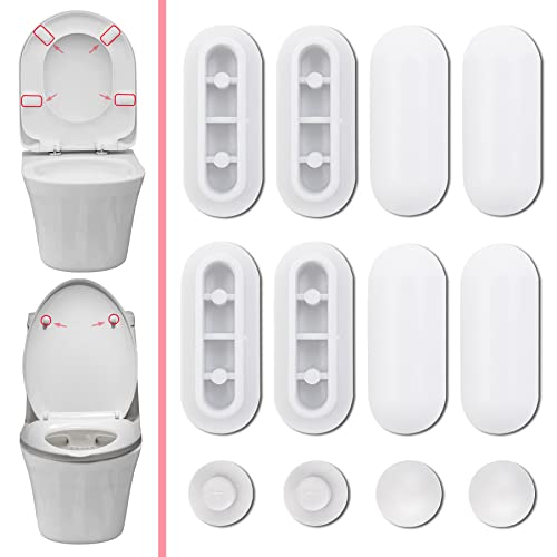 12 Stücke WC Sitzdeckelpuffer WC Sitzpuff Auflagestopfen für Toilettensitz Abstandhalter für WC Brille Dämpfer WC-Sitz Stoßstange 8 Ringpuffer und 4 Deckelpuffer für Zuhause Büro Hotel (Weiss) von Dreamark