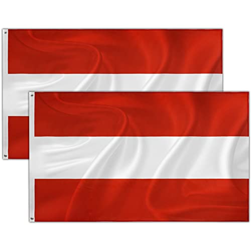 2 Stück Österreich Fahne | Flagge Österreich | Wetterfeste Österreichische Flagge mit Messing-Ösen | Fahne Flagge Österreich Austria AT | 90 x 150 cm | Kräftige Farben | Top Qualität von Dreamark
